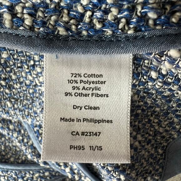 Talbots Tweed Open Front Blue Blazer Jacket XL Petite - Picture 8 of 8